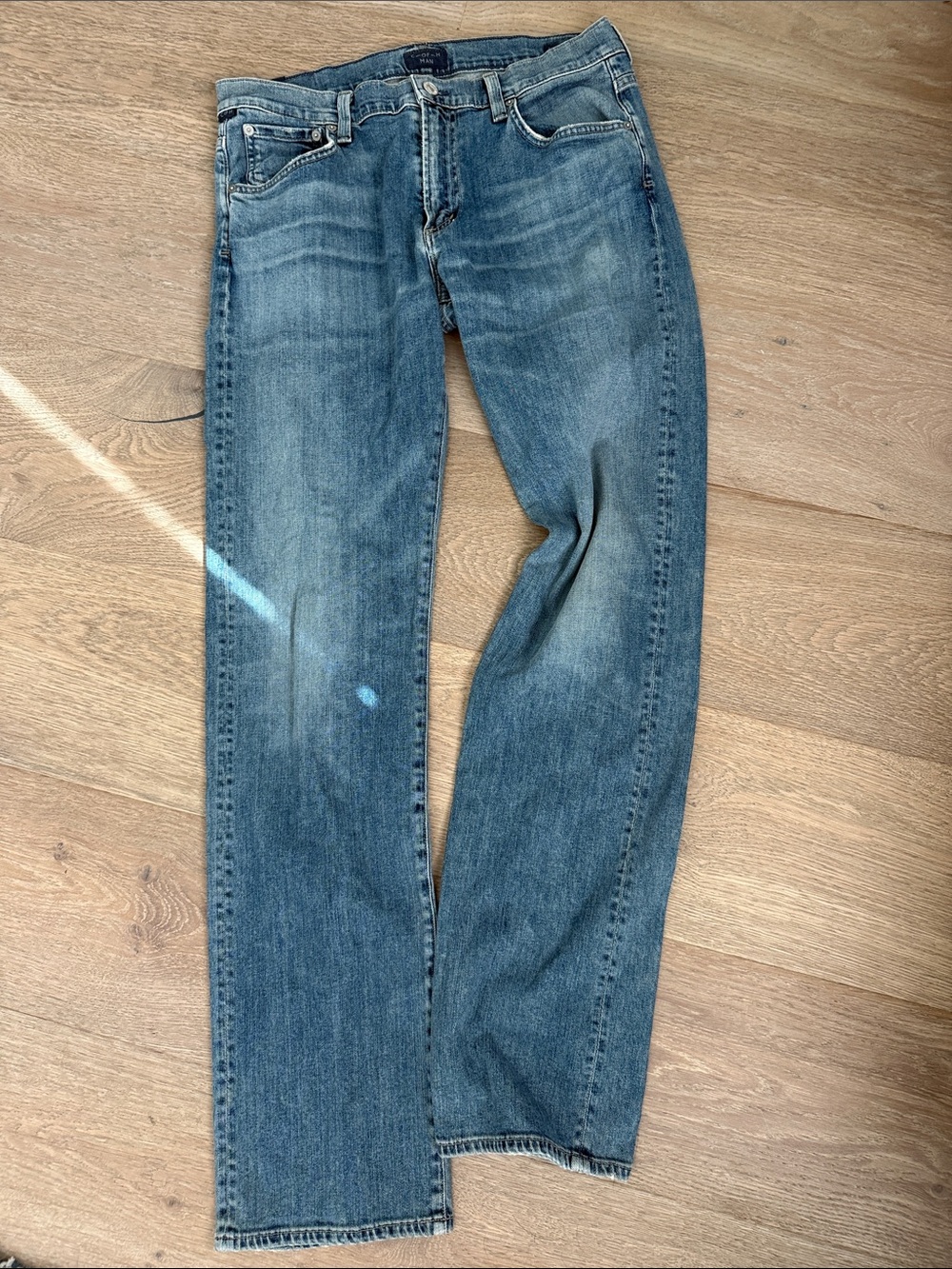 Citizens Of Humanity Mens Straight-Leg Mid Blue Jeans